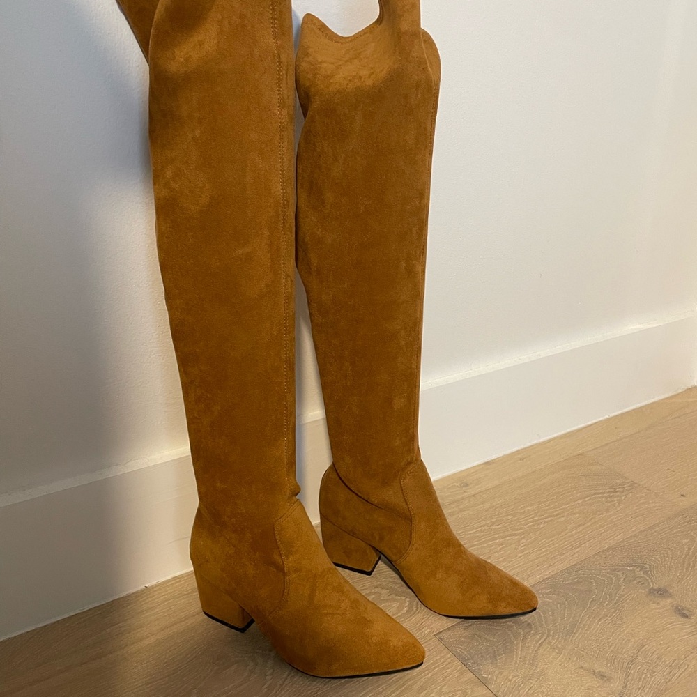 Suede Over The Knee Block Boots